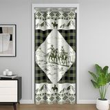 Homemissing Cowboys Kapı Perdesi Kapı Pencere için 106x203 cm Batı Rustik Isı Yalıtımlı Geçici Oda Bölücüler Yeşil Ekose Dolap Örtüsü Yatak Odası Oturma Odası Mikrofiber