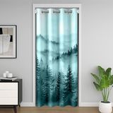 Homemissing Dağ Kapı Perdesi Kapı Pencere için 106x203 cm Sisli Dağ Isı Yalıtımlı Geçici Oda Bölücüler Koyu Yeşil Dolap Örtüsü Ağaç Yatak Odası Oturma Odası Mikrofiber