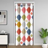 Homemissing Damalı Kapı Perdesi Gizlilik Groovy Geometrik Dolap Örtüsü Nötr Estetik Ekose Oda Bölücü Perde 86x203 cm Elmas Izgara Yatak Odası Oturma Odası Pencere Uygulamaları