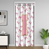Homemissing Dreamy Bows Kapı Perdesi Kapı Perdesi Gizlilik Pembe Fiyonklu Dolap Örtüsü Yatak Odası Oturma Odası için İlk Harf I Oda Bölücü Perde 106 x 213 cm Girly Prenses Karartma Karartma Ev Dekoru