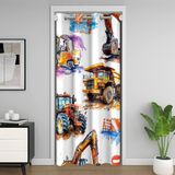 Homemissing Ekskavatör Kapı Perdesi Kapı Perdesi Gizlilik İnşaat Araçları Dolap Kapağı Ekipmanları Kamyonlar Oda Bölücü Perde 106x203cm Yatak Odası Oturma Odası Pencere Uygulamaları