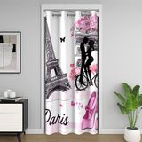 Homemissing Eyfel Kulesi %30 -%50 Karartma Perdeleri 106 x 203 cm Paris Kapı Perdesi Gizlilik için Sevgililer Günü Bay Bayan Çift Sevgili Romantik Oda Bölücü Perde Kapağı Kiraz Çiçekleri Pencere