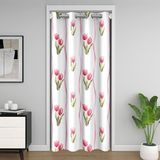 Homemissing Flroal Kapı Perdesi Kapı Perdesi Gizlilik Lale Çiçekleri Yatak Odası için Dolap Örtüsü Bahar Çiçeği Oda Bölücü Perde 106 x 203 cm Botanik Karartma Pembe Beyaz Yeşil Ev Dekoru