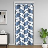 Homemissing Geometrik Chevron Desenli Kapı Perdesi Kapı Perdesi Gizlilik Mavi ve Beyaz Renkli Blok Çapraz Çizgili Oda Bölücü Perde 132x213 cm Modern Tema Yatak Odası Soyut Geometrik Tasarım