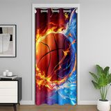 Homemissing Gizlilik için Basketbol Kapı Perdesi 150 x 203 cm Oyun Sporları %30-%50 Karartma Perdeleri Basketbol Severler Basketbol Oyuncusu için Hediye Odası Bölücü Perde Örtüsü Buz ve Ateş Camı
