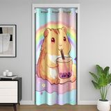 Homemissing Gökkuşağı Capybara Kapı Perdesi Gizlilik 86x203cm Sevimli Capybaras Oda Bölücü Perde Kabarcık Çay Klozet Örtüsü Kemirgen Hayvanlar Pencere Uygulamaları