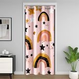 Homemissing Gökkuşağı Dolap Kapı Örtüsü Yatak Odası için Perde 106 x 203 cm Elle Çizilmiş Gökkuşağı Kapı Perdesi Kapı Perdesi Gizlilik Şeritleri Bulut Yıldızı Baskılı Gökkuşağı Oda Bölücü Perde