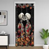 Homemissing Gotik Şeker Kafatası Kapı Perdesi Gizlilik 1 Panel, 150 x 203 cm Çocuklar Cadılar Bayramı Temalı Dolap Kılıfı Erkek Kız Galaksi Çiçek Çiçek %30 -%50 Oda Karartma Odası Bölücü Perde