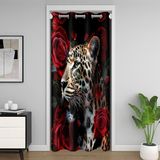Homemissing Gül Leopar Kapı Perdesi Kapı Perdesi 132 x 203 cm Leopar Kapı Örtüsü Perdeler Leopar Karartma Yalıtımlı Termal Perde Küçük Çocuk Korkutucu Leopar Oda Bölücü Perde Örtüsü