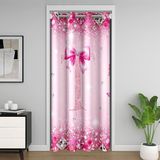 Homemissing Gül Pembesi İlmek Kapı Perdesi Kapı Gizliliği için Kişiselleştirilmiş İlk T Dolap Örtüsü Kawaii Fiyonklu Oda Bölücü Perde 106x203 cm Prenses Parıltılı Yatak Odası Oturma Odası Pencere
