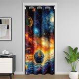 Homemissing Güneş Sistemi Gizlilik için Kapı Perdesi 106x203 cm Galaxy %30 -% 50 Karartma Perdesi Dekor Dış Uzay Evren Gezegenler 3D Uzay Odası Bölücü Perde Örtüsü Uzay Dış Gökyüzü Pencere