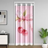 Homemissing Güzel Kapı Perdesi, Kapı Halkalı, Gizlilik, Taze Kiraz Dekorasyonu, Dolap Örtüsü, Oda Bölücü Perde, Kawaii Papyonlu, 106 x 203 cm, Kurdele