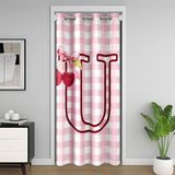 Homemissing güzel kapı perdesi kiraz halkalı kapı perdesi, gizlilik, başlangıç U harfi, dolap örtüsü, oda bölücü perde, pembe ve beyaz, 106 x 213 cm, kur
