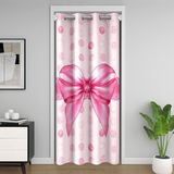 Homemissing güzel kapı perdesi pembe halkalı kapı perdesi, gizlilik, puantiyeli yatak odası, oturma odası, oda bölücü perde, prenses yaylı, 106 x 203 cm, op