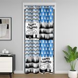 Homemissing Happy Camping %30-50% Oda Karartma Perdesi Çiftlik Evi Kamp Kapısı Perdesi Erkek Kızlar için Şerit Hatlar Oda Bölücü Perde Örtüsü 106 x 203 cm Mavi Alev Ekose Pencere Uygulamaları
