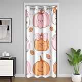 Homemissing Happy Halloween Kapı Perdesi Kapı Perdesi Gizlilik Kabak Dolap Örtüsü Yatak Odası Oturma Odası Sonbahar Akçaağaç Odası Bölücü Perde 106x203 cm Pembe Fiyonklu Karartma Ev Dekoru