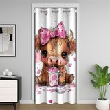 Homemissing Highland İnek Kapı Perdesi Kapı Pencere 86 x 203 cm Yayla Hayvanları Isı Yalıtımlı Geçici Oda Bölücüler Yaban Hayatı Gardırop Koruma Çiftlik Evi Yatak Odası Oturma Odası Mikrofiber