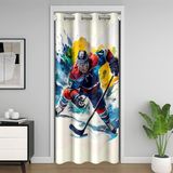 Homemissing Hokey Oyuncu Kapı Perdesi Kapı Perdesi Gizlilik Soyut Spor Sanat Dolap Örtüsü Buz Sporları Oyunları Oda Bölücü Perde 106x203 cm Lakros Yatak Odası Oturma Odası Modern Pencere Uygulamaları