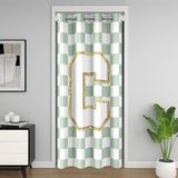 Homemissing İlk C Harfi Kapı Perdesi Kapı Perdesi Gizlilik Yeşil Ekose Dolap Örtüsü Yatak Odası Oturma Odası için Monogram Oda Bölücü Perde 132x203 cm Buffalo Kontrol Karartma Ev Dekoru