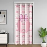 Homemissing İlk Harf O Kapı Perdesi Kapıda Gizlilik Pembe Fiyonk Ekose Gardırop Koruyucu Prenses Fiyonk Oda Bölücü Perde 106 x 213 cm Yatak Odası Oturma Odası Pencere Uygulamaları