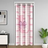 Homemissing İlk Harf U Kapı Perdesi Gizlilik Pembe Fiyonk Ekose Gardırop Koruyucu Prenses Fiyonk Oda Bölücü Perde 132 x 213 cm Yatak Odası Oturma Odası Pencere Uygulamaları