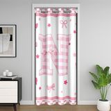 Homemissing İlk N Harfli Kapı Perdesi Kapı Perdesi Gizlilik Pembe Kurdele Dolap Örtüsü Izgara Ekose Oda Bölücü Perde 86 x 203 cm Yatak Odası Oturma Odası Pencere İşlemleri