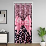 Homemissing İlmek Kapı Perdesi Kapı Perdesi 86 x 203 cm Rüya gibi Prenses Tarzı Oda Bölücü Perde Pembe (Elmas Leopar Baskı %30-%50 Oda Karartma Perdesi Fiyonklu Pencere Uygulaması