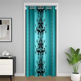 Homemissing Jakarlı Kapı Perdesi Erkek Kız Vinatge Jakarlı Oda Bölücü Perde Kılıfı Siyah Damask %30 -%50 Oda Karartma Perdesi 132x203 cm Dekor Exctic Stil Mavi Pencere Uygulamaları