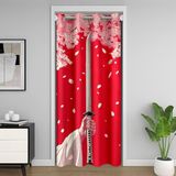 Homemissing Japon Samuray Kılıcı Kapı Perdesi Kapı Geçidi Gizlilik Kiraz Çiçekleri için 150 x 203 cm 1 Panel Klozet Kapağı Çocuklar Erkek Kız Japon Tarzı Oda Bölücü Perde Yatak Odası Oturma Odası