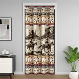 Homemissing Kahverengi Batı %30 -% 50 Karartma Perdeleri 150x203 cm Gizlilik için At Kovboy Kapı Perdesi Güneybatı Geometrik Rustik Batı Oda Bölücü Perde Örtüsü Vahşi Batı Kovboy Pencere Uygulamaları
