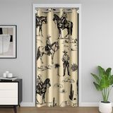 Homemissing Kahverengi Batı %30 -%50 Oda Karartma Perdeleri 132 x 203 cm Gizlilik için At Kovboy Kapı Perdesi Rustik Batı Vahşi Batı Kovboy Odası Bölücü Perde Örtüsü Tribal Pencere Uygulamaları