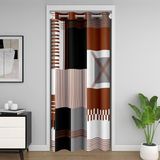 Homemissing Kahverengi geometrik dolap kapağı 150x203cm 1 Panel kapı perdesi kapı gizlilik çocuklar için şerit hattı odası bölücü perde kadın erkek Modern sanat odası dekor