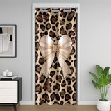 Homemissing Kahverengi Leopar Kurdele Kapı Perdesi Kapı Açma Mahremiyet Kurdele Fiyonk Gardırop Koruma Prenses Fiyonk Oda Bölücü Perde 150 x 203 cm Yatak Odası Oturma Odası Pencere Uygulamaları
