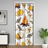Homemissing Kamp Ateşi Kapı Perdesi Kapı Perdesi 106x203 cm Kavrulmuş Marshmallow Isı Yalıtımlı Geçici Oda Bölücüler Mutlu Kamp Dolap Örtüsü Yatak Odası Oturma Odası Mikrofiber
