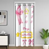 Homemissing Kapı Gizliliği için Aylık Kilometre Taşı Kapı Perdesi, 132 x 203 cm 1 Panel, Pembe Fiyonklu Klozet Örtüsü, Sevimli Koket Fiyonklu Düğüm Odası Bölücü Perde, Nisan Ayı Yatak Odası Oturma