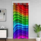 Homemissing Kapı Gizliliği için Geometrik Kapı Perdesi Renkli Şerit Çizgi Dolap Örtüsü Yatak Odası Oturma Odası Lüks Oda Bölücü Perde 106x203 cm Karartma Ev Dekoru