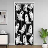 Homemissing Kapı Gizliliği için Hayalet Kapı Perdesi 150 x 203 cm 1 Panel Erkek Kız Çocuk Cadılar Bayramı Temalı Dolap Örtüsü Çocuklar İçin Siyah Beyaz Oda Bölücü Perde Yatak Odası Odası için Uçan