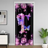 Homemissing Kapı Gizliliği için Kelebek Kapı Perdesi, 132x203 cm 1 Panel, Monogramlı Dolap Örtüsü, İlk Harf T Oda Bölücü Perdesi, Çiçek Baskılı Yatak Odası Oturma Odası Kişiselleştirilmiş Mektup T
