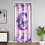 Homemissing Kapı Gizliliği için Kelebek Kapı Perdesi, 150 x 203 cm 1 Panel, Monogramlı Dolap Örtüsü, Kişiselleştirilmiş C Harfi Oda Bölücü Perdesi, İlk Harf C Yatak Odası Oturma Odası Çiçek Baskı