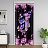 Homemissing Kapı Gizliliği için Kelebek Kapı Perdesi, 150x203cm 1 Panel, Monogramlı Dolap Örtüsü, İlk Harf J Oda Bölücü Perdesi, Çiçek Baskılı Yatak Odası Oturma Odası Kişiselleştirilmiş Mektup J