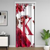 Homemissing Kapı Gizliliği için Kırmızı Prenses Çiçekleri Kapı Perdesi, 106 x 203 cm 1 Panel, Kişiselleştirilmiş K Harfi Klozet Örtüsü, Çiçek Açan Çiçekler Oda Bölücü Perdesi, Monogramlı Yıkanabilir