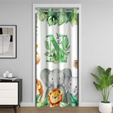 Homemissing Kapı Gizliliği için Kişiselleştirilmiş Hediyeler Kapı Perdesi, 150 x 203 cm 1 Panel, Aslan Fil Vahşi Hayvan Desenli Dolap Örtüsü, İlk Harf N Oda Bölücü Perdesi, Monogramlı Yatak Odası