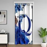 Homemissing Kapı Gizliliği için Mavi Prenses Çiçekleri Kapı Perdesi, 86x203 cm 1 Panel, Kişiselleştirilmiş Mektup Q Klozet Örtüsü, Çiçek Açan Çiçekler Oda Bölücü Perdesi, Monogramlı Yıkanabilir, İlk Q