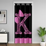 Homemissing Kapı Gizliliği için Pembe Fiyonklu Kapı Perdesi 132 x 203 cm, Fiyonk Pembe Siyah Nokta Klozet Örtüsü, Kişiselleştirilmiş K Harfi Oda Bölücü Perdesi, Kız Yay Koket Yatak Odası Oturma Odası