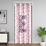 Homemissing Kapı Gizliliği için Pembe Leopar Kapı Perdesi, 132x203 cm 1 Panel, Kişiselleştirilmiş Hediyeler Dolap Örtüsü, Hayvan Baskılı Oda Bölücü Perdesi, İlk Harf E Yıkanabilir Kişiselleştirilmiş E