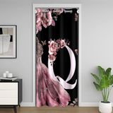 Homemissing Kapı Gizliliği için Pembe Prenses Çiçekleri Kapı Perdesi, 86x203 cm 1 Panel, Çiçek Açan Çiçekler Dolap Örtüsü, Kişiselleştirilmiş Mektup Q Oda Bölücü Perdesi, İlk Q Yıkanabilir, Monogramlı