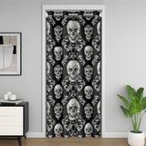 Homemissing Kapı Gizliliği için Şeker Kafatası Kapı Perdesi Jakarlı Damask Dolap Örtüsü Yatak Odası Oturma Odası Cadılar Bayramı Temalı Oda Bölücü Perde 106 x 203 cm Boho Tarzı Karartma Kemikleri Ev