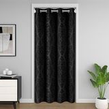 Homemissing Kapı Gizliliği için Siyah Kapı Perdesi 86x203 cm Çocuk Jakarlı Oda Bölücü Perde Örtüsü Yusufçuk %30 -% 50 Oda Karartma Perdesi Egzotik Siyah Damask Pencere Uygulamaları