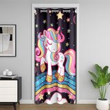 Homemissing Kapı Gizliliği için Unicorn Kapı Perdesi 132 x 203 cm 1 Panel, Yıldız Baskılı Gökkuşağı Dolap Örtüsü için, Peri Yatak Odası Oturma Odası Sevimli Unicorn Oda Bölücü Perde, Sevimli Hayvan