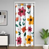 Homemissing Kapı Pencere için Çiçekli Kapı Perdesi 132x203 cm Sevimli Çiçek Isı Yalıtımlı Geçici Oda Bölücüler Çiçek Desenli Dolap Örtüsü Karikatür Baskı Yatak Odası Odası Beyaz Sarı